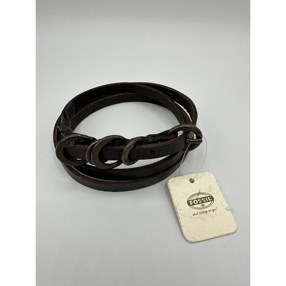 Fossil Multi Ring Keeper Chocolate Brown Leather Belt Slim Large - Picture 3 of 11